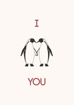 Romantic Greeting Card Penguins Holding Heart