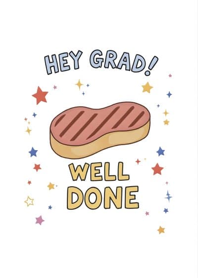 Funny Graduation Card Steak Congrats Modern Design