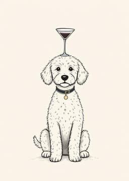 Funny Birthday Card Dog Balancing Wine Glass