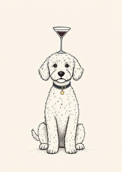 Funny Birthday Card Dog Balancing Wine Glass