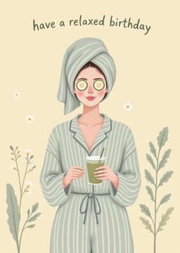 Funny Birthday Greeting Card Relaxed Spa Theme