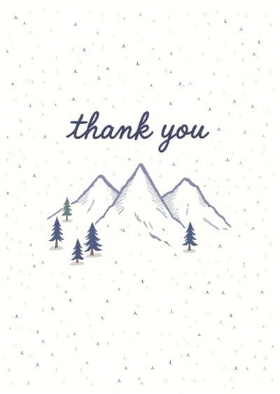 Thank You Greeting Card Modern Mountain Design