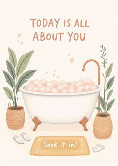 Funny Birthday Greeting Card Relaxing Bath Design