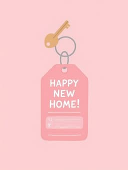New Home Greeting Card Modern Key Tag Design