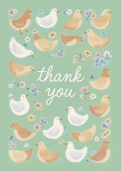 Thank You Greeting Card Cute Bird Design