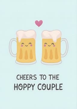 Funny Wedding Card Cute Beer Mugs Illustration