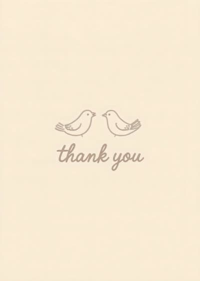 Thank You Greeting Card with Cute Birds Design