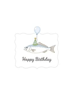 Funny Birthday Greeting Card with Fish and Party Hat