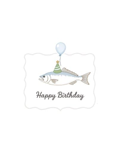 Funny Birthday Greeting Card with Fish and Party Hat