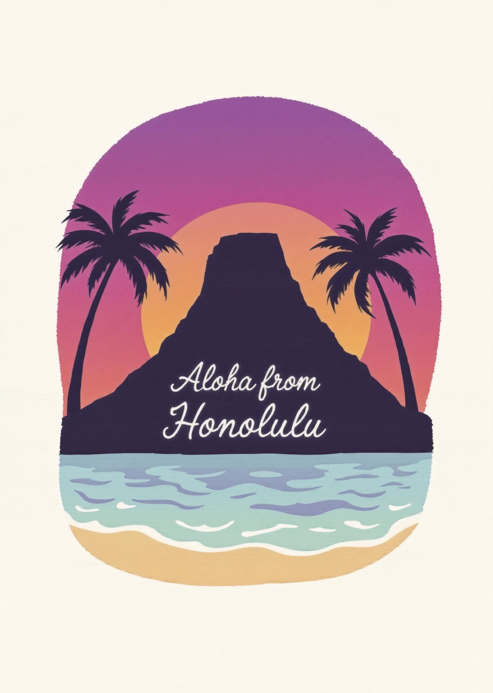 Hawaii Greeting Card Modern Sunset Design