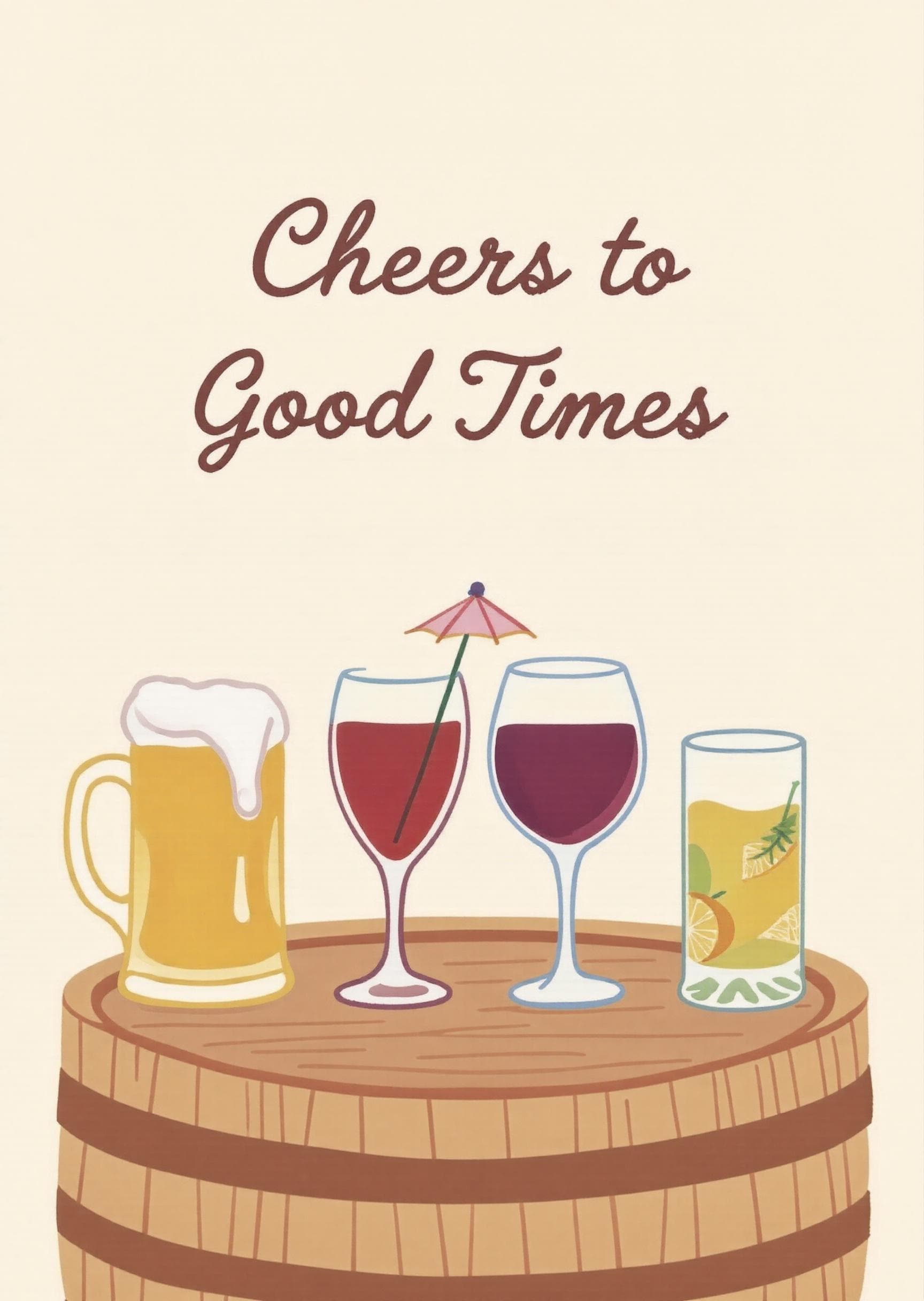 Funny Celebration Greeting Card Illustrated Drinks Party