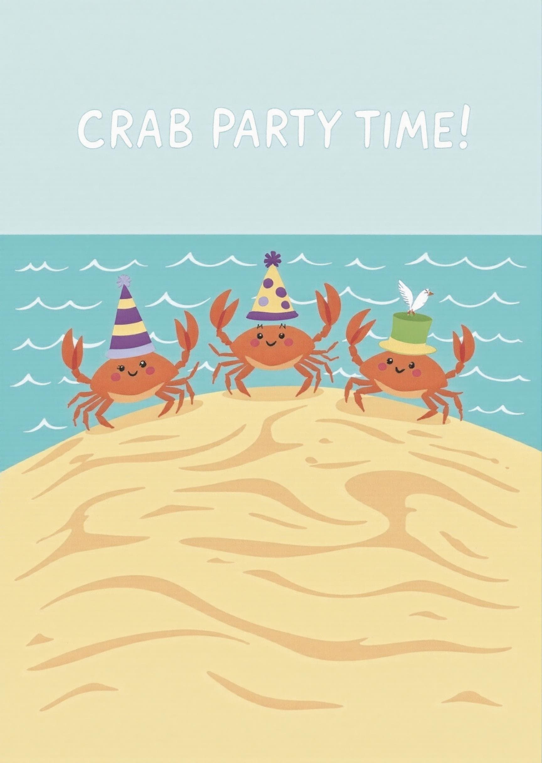 Funny Birthday Greeting Card Cute Crab Party Design