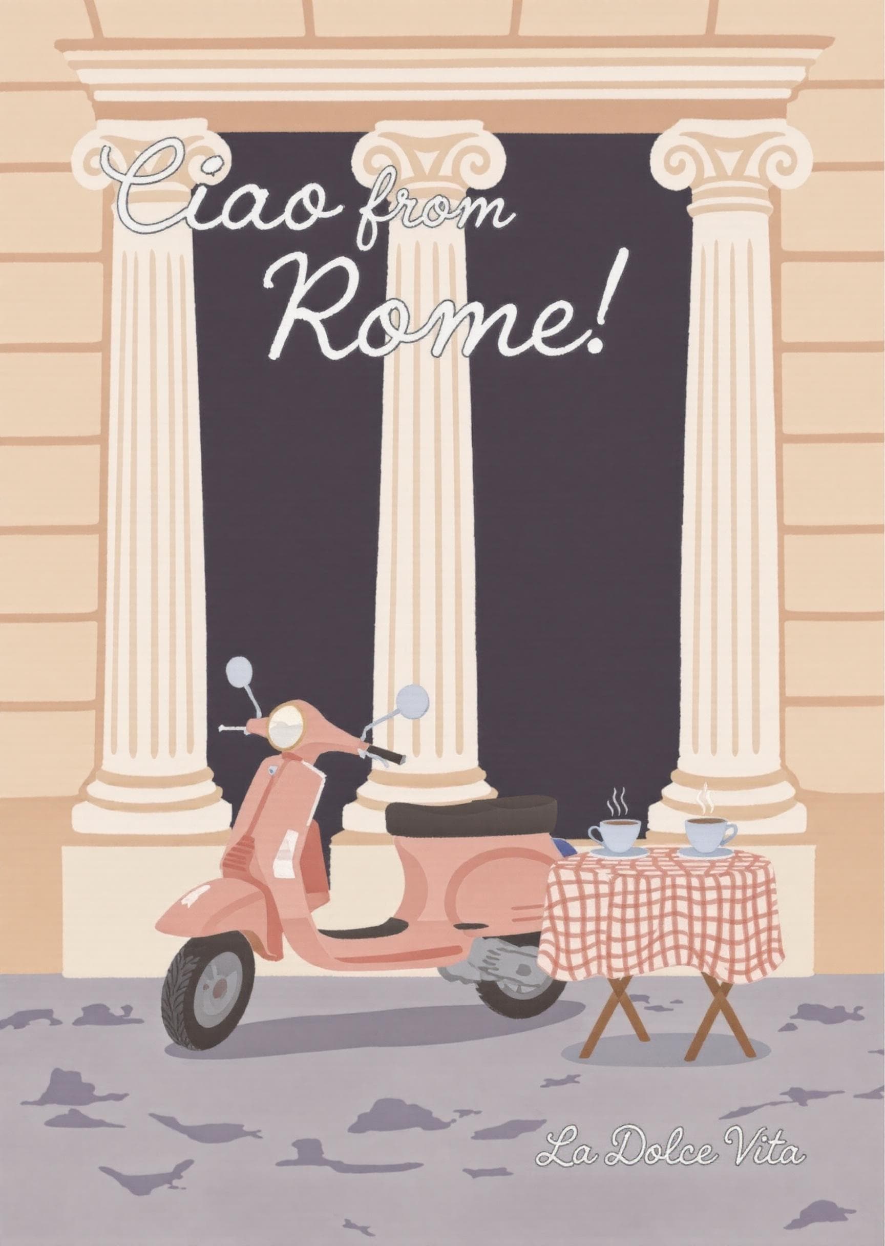 Italian Greeting Card with Vespa Illustration