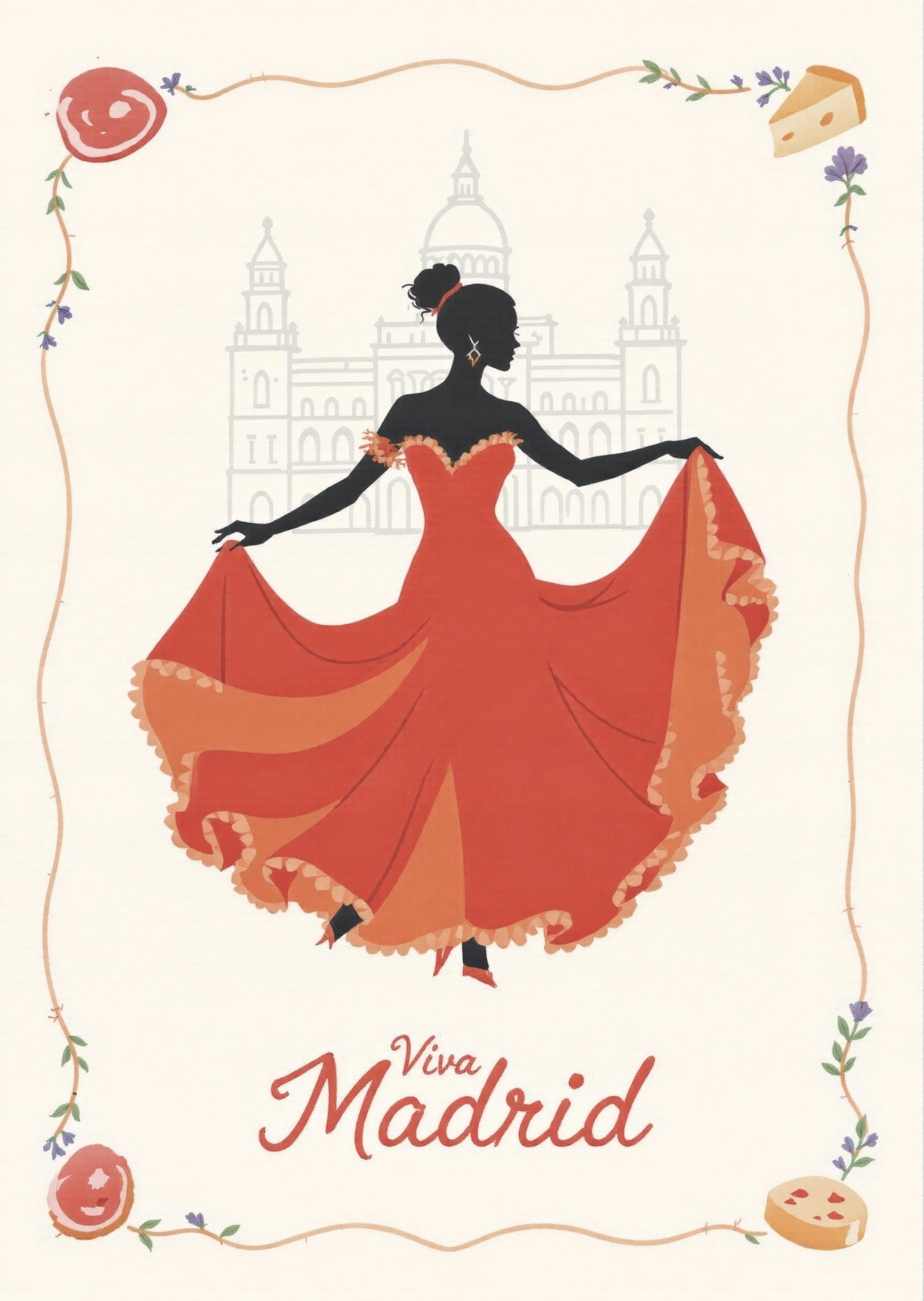Spanish Greeting Card Viva Madrid Illustrated Dancer