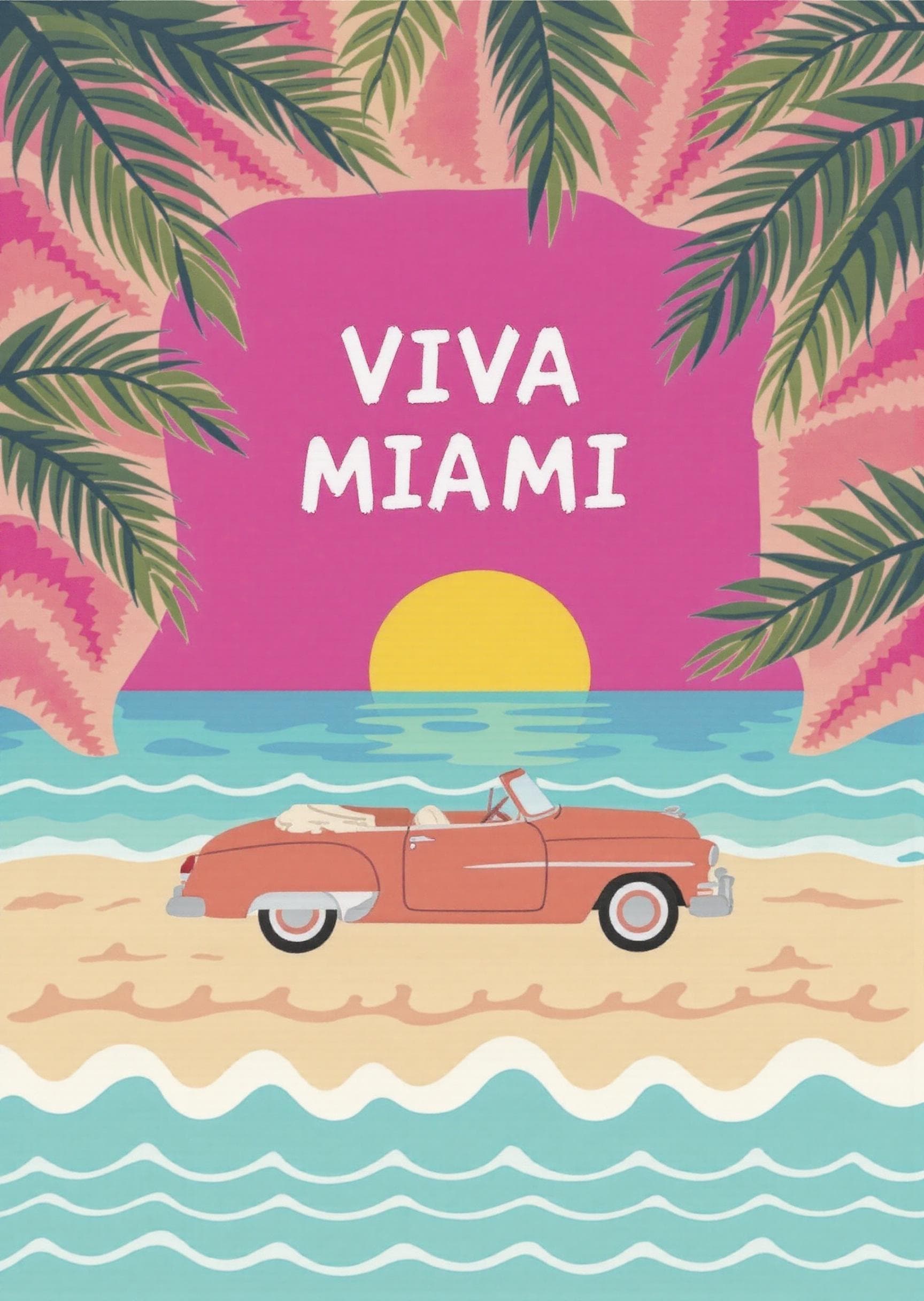 Miami Greeting Card Stylish Tropical Sunset Vibes