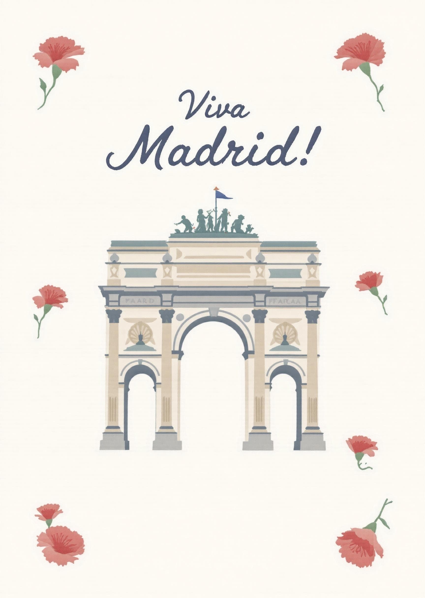 Madrid Greeting Card Arch Design Modern Travel Keepsake