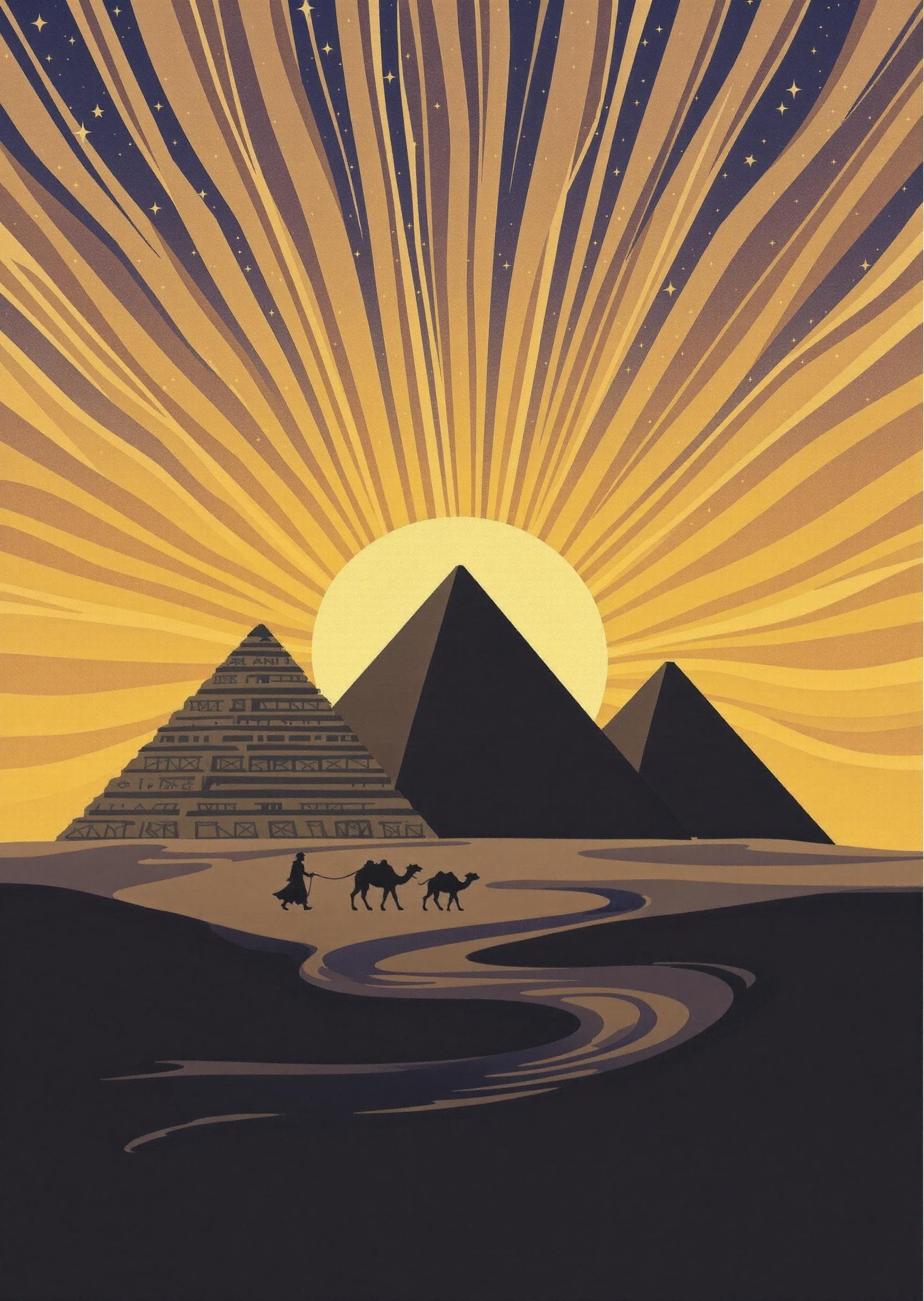 Greeting Card with Stunning Pyramid Illustration