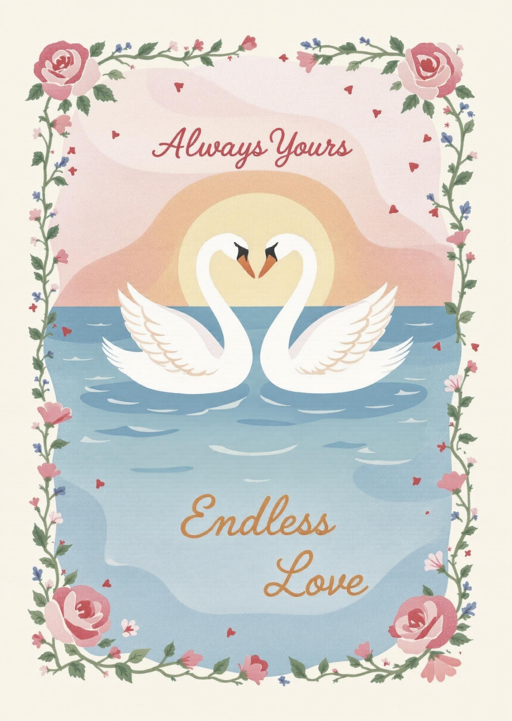 Romantic Greeting Card with Swan Illustration