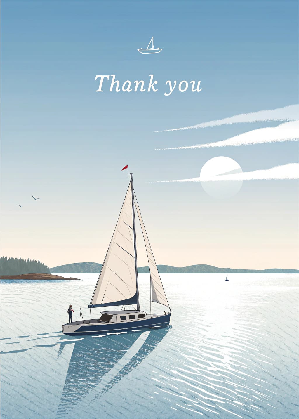 Thank You Greeting Card Sailboat Illustration