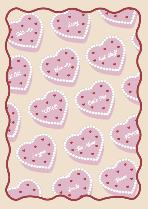 Valentines Day Greeting Card Cute Conversation Hearts
