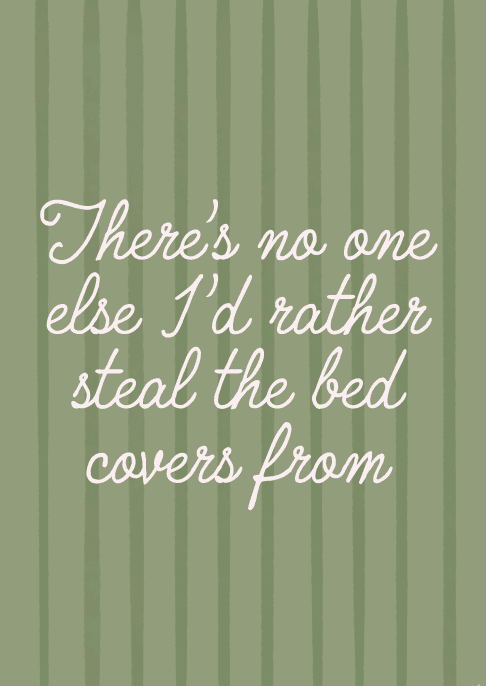 Funny Romantic Card Steal the Covers Premium Illustrated Design