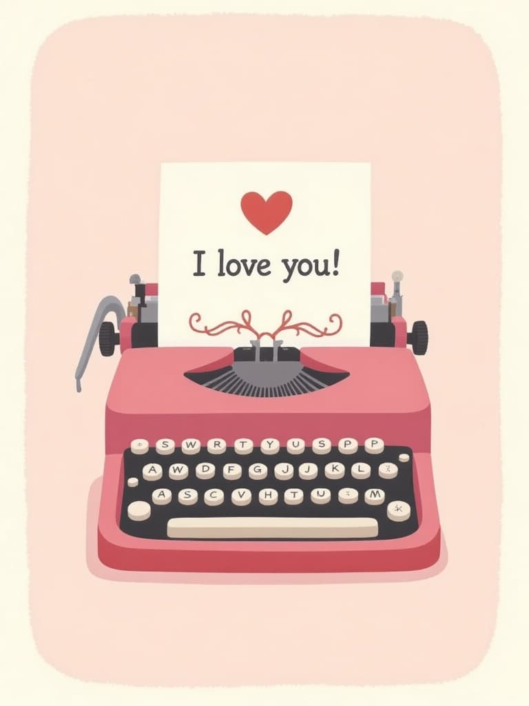 Love Greeting Card Cute Retro Typewriter Design