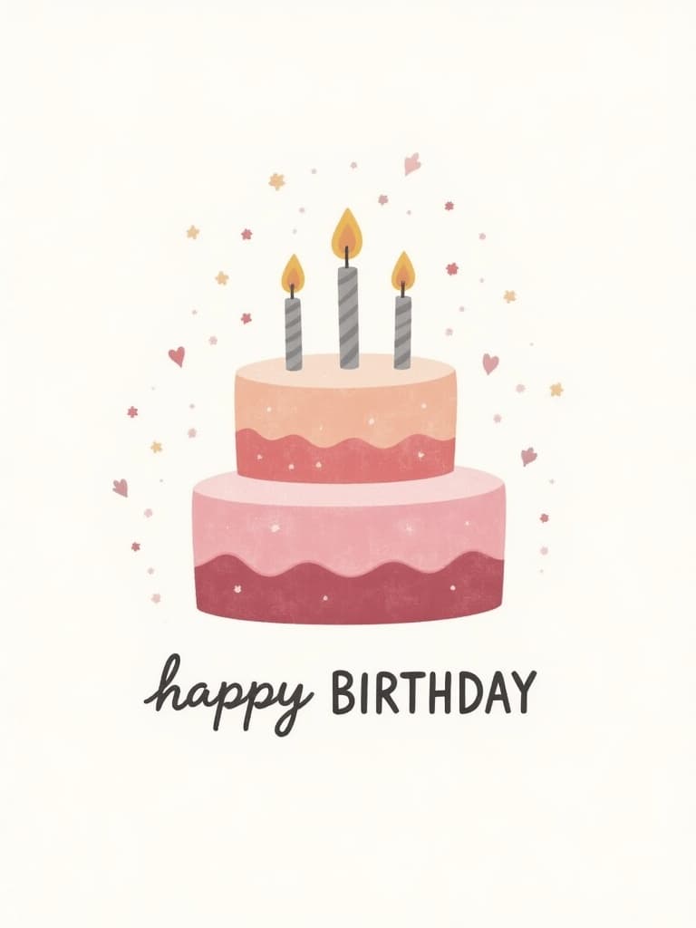 Funny Birthday Greeting Card Cute Cake Illustration