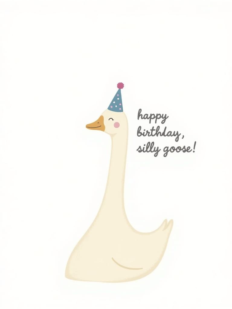 Funny Birthday Card Cute Goose Illustration