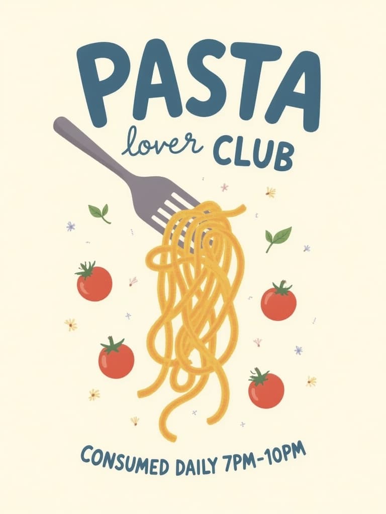 Funny Pasta Lover Greeting Card Illustrated with Spaghetti