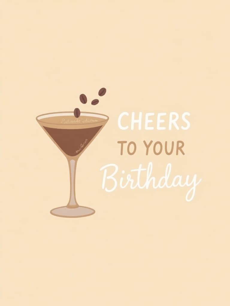Funny Birthday Greeting Card with Espresso Martini Illustration