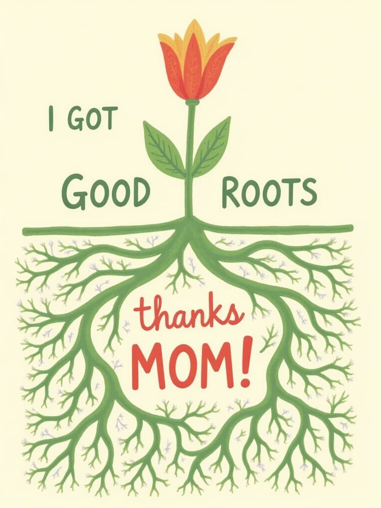 Funny Mothers Day Card Floral Roots Design