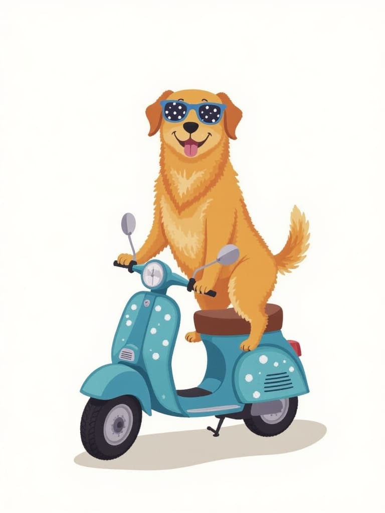 Funny Birthday Greeting Card Cute Dog on Scooter