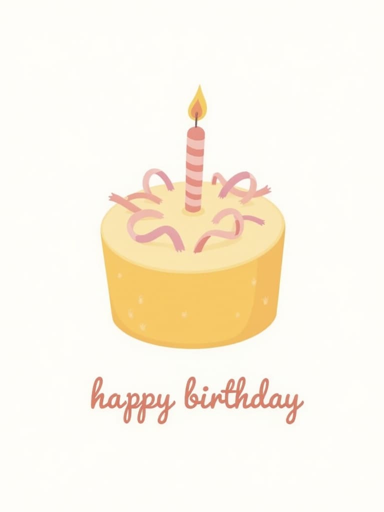 Funny Birthday Greeting Card with Illustrated Cake Design