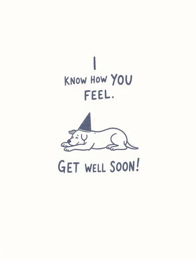Get Well Soon Card Cute Dog Illustration