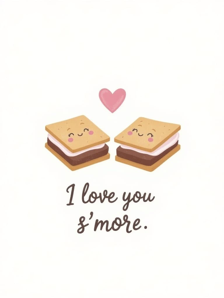 Funny Love Card Cute Smore Illustration