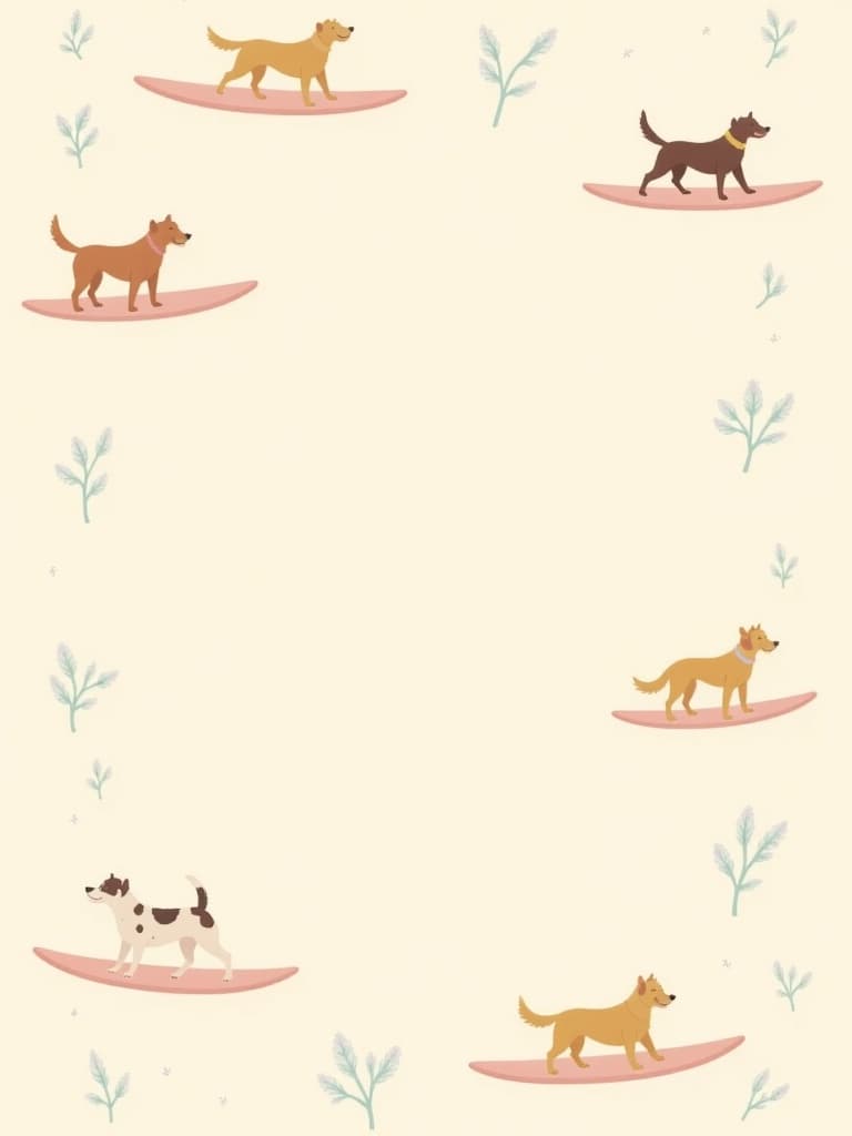 Surfing Dog Greeting Card Cute Illustrated Design