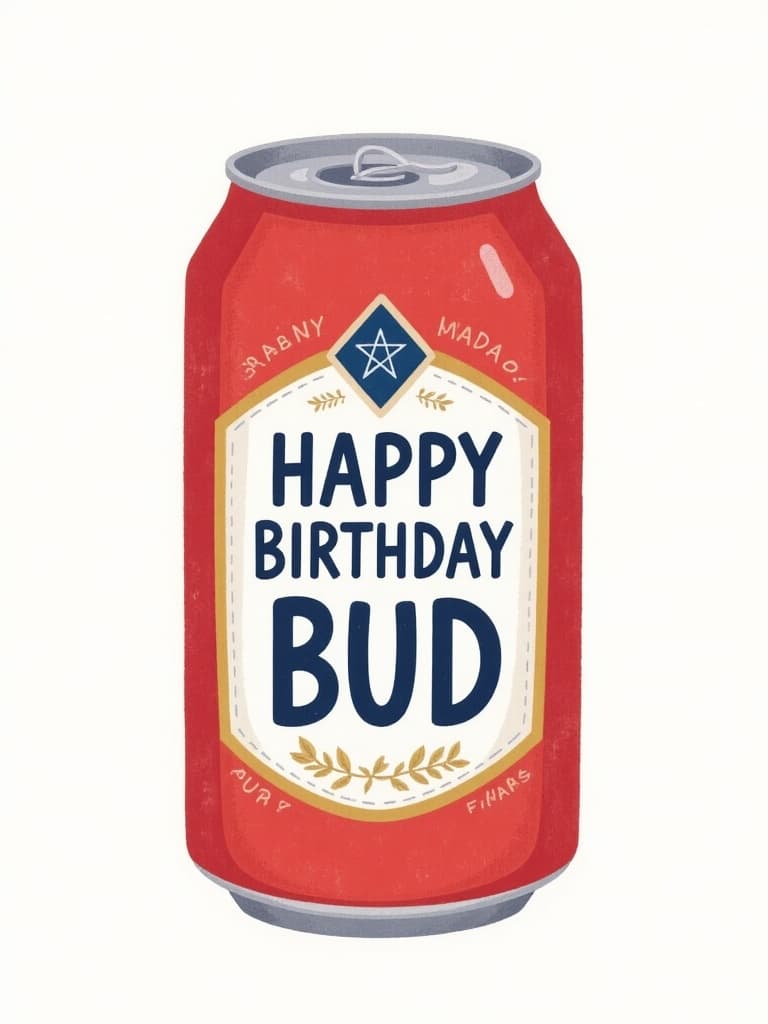 Funny Birthday Greeting Card with Beer Can Design