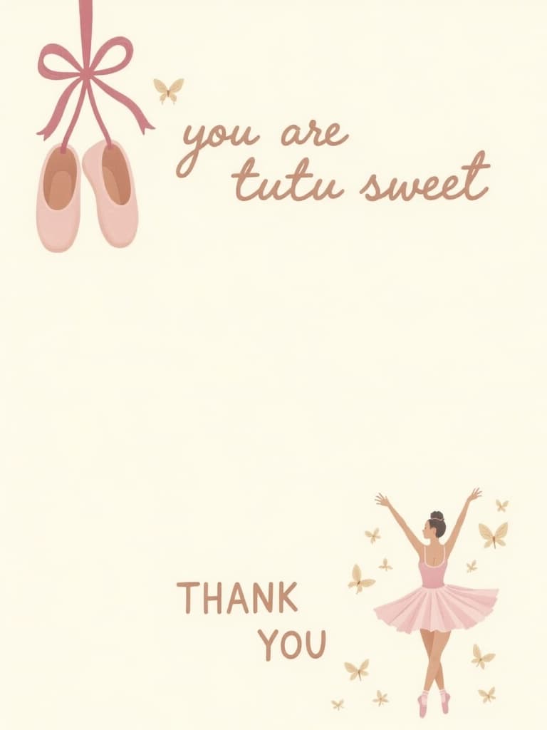 Ballet Thank You Card Cute Ballerina Design