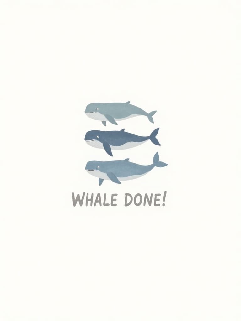 Funny Whale Greeting Card Illustrated Congrats