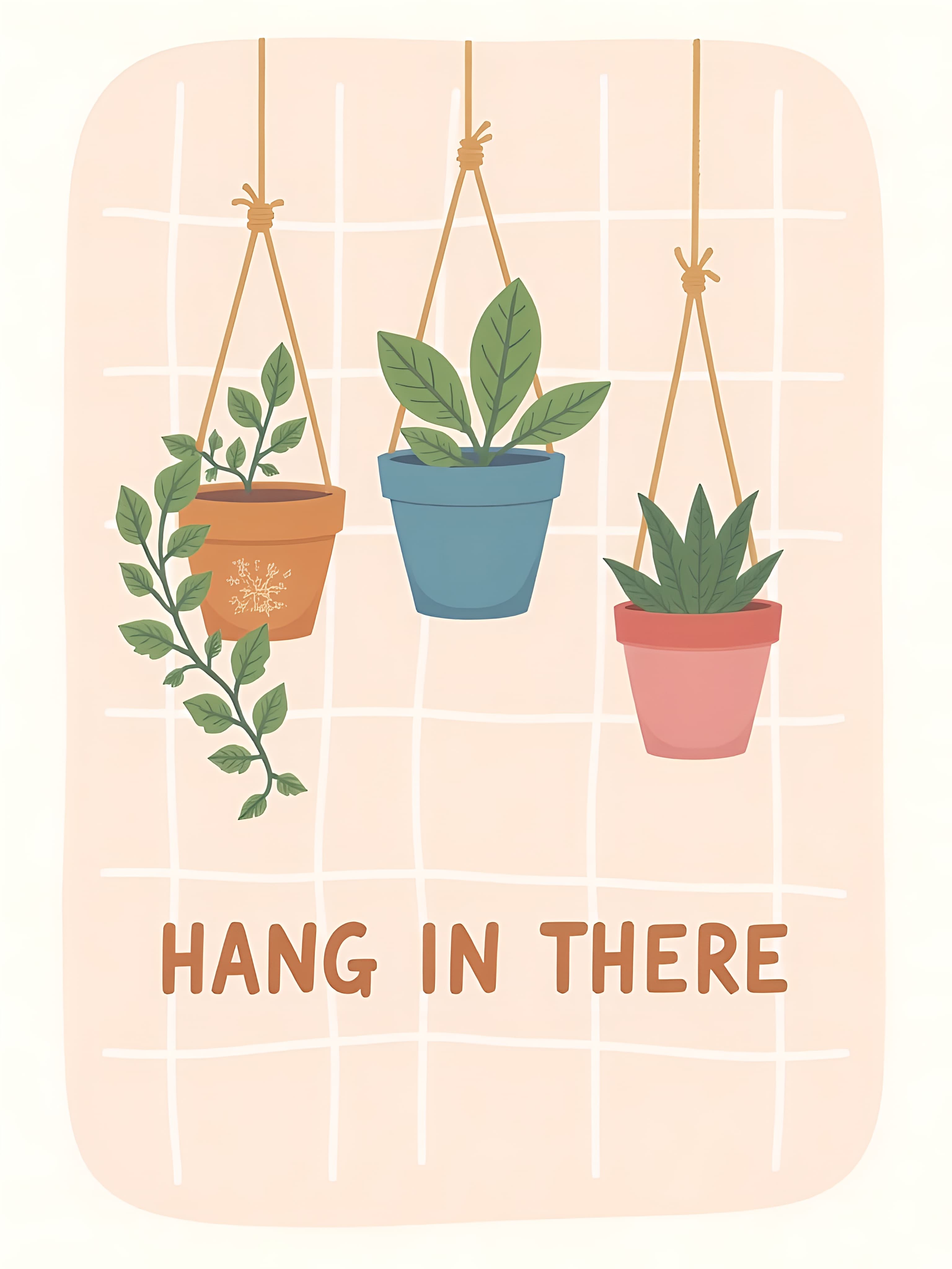 Motivational Greeting Card Hanging Plants Design