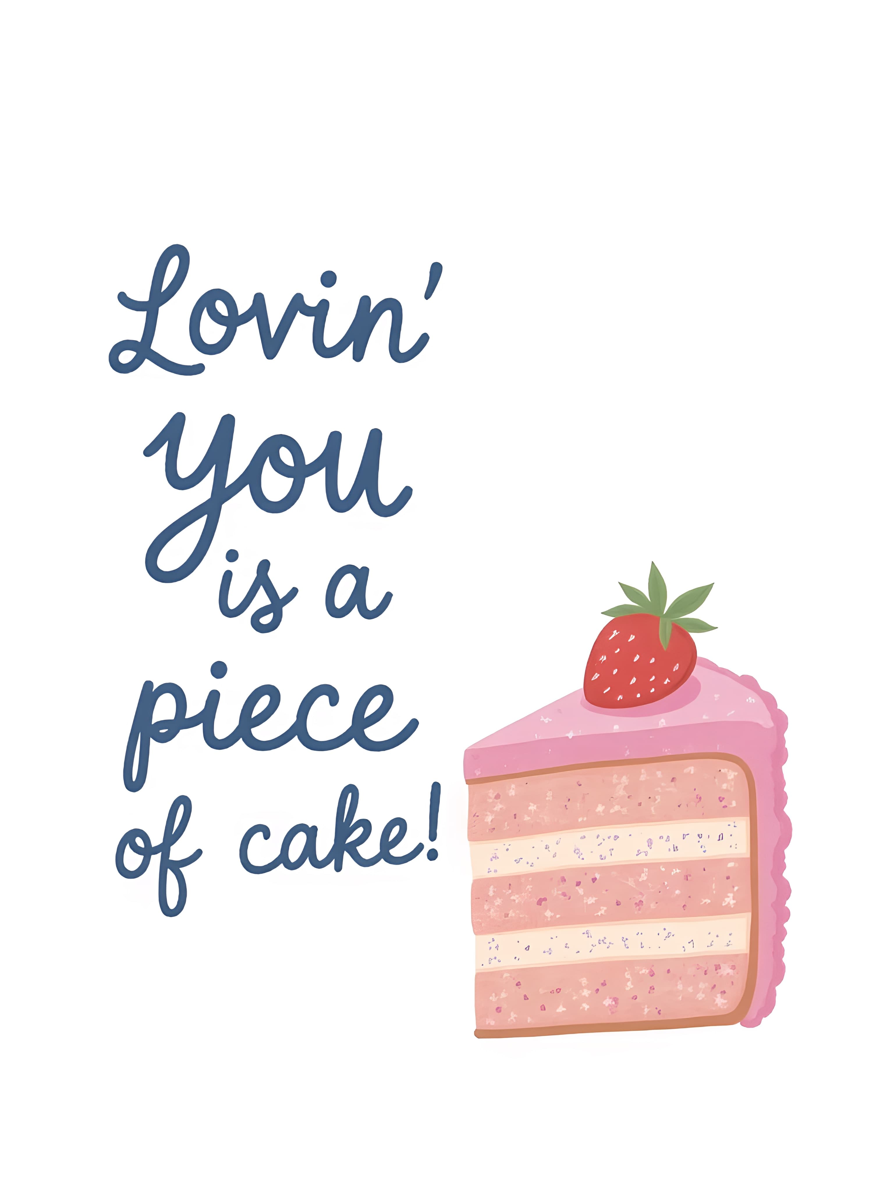 Funny Love Greeting Card Strawberry Cake Design