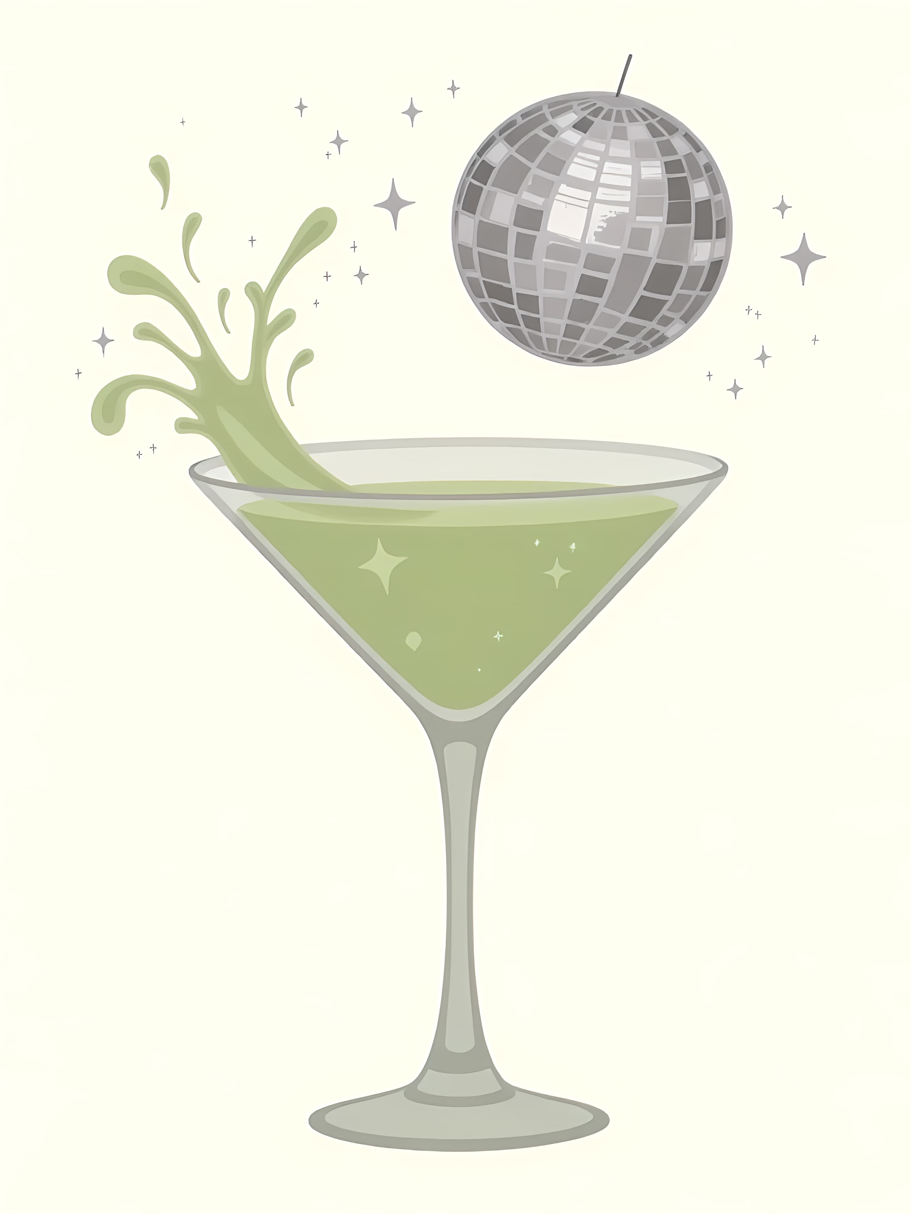 Funny Birthday Greeting Card Martini Disco Party