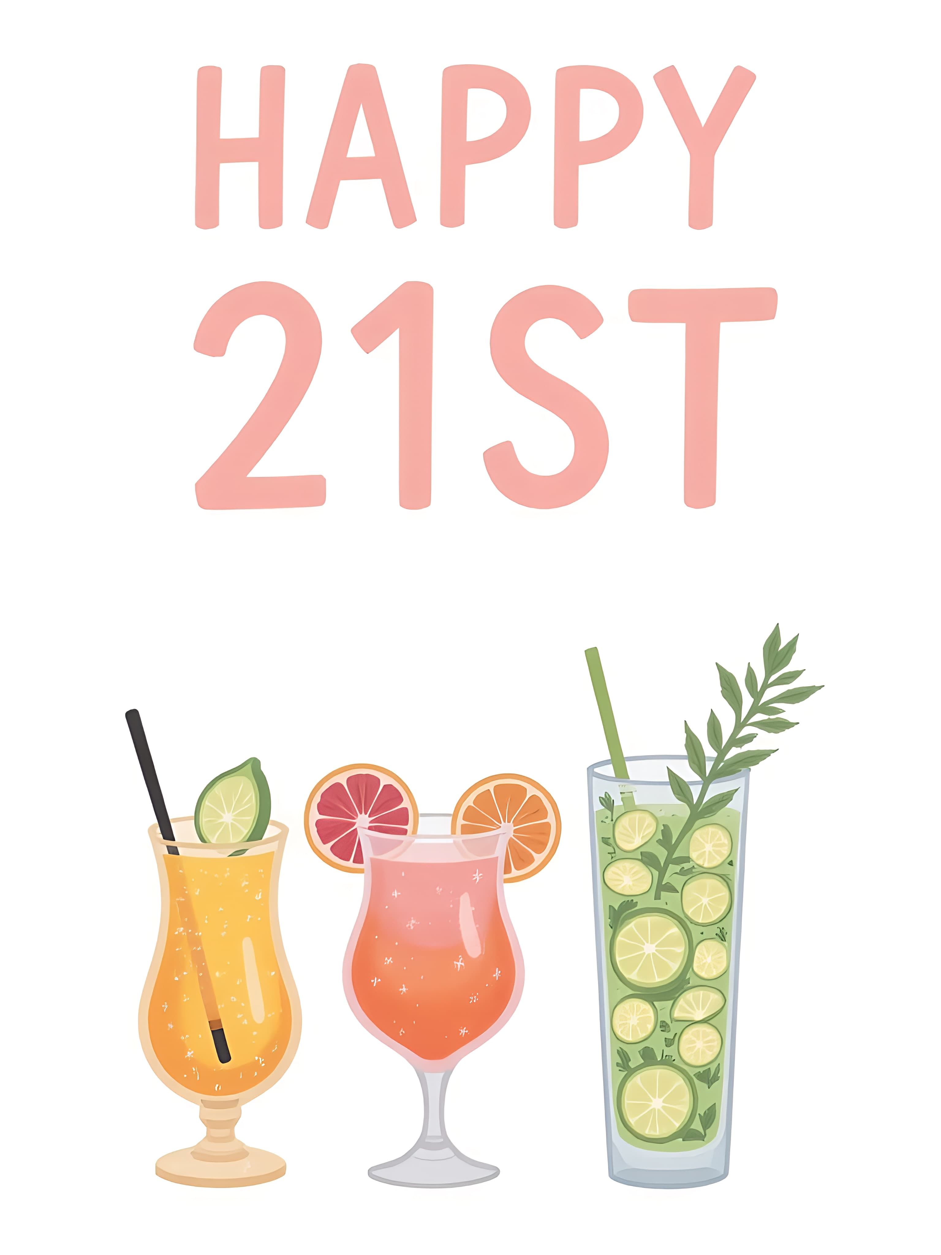 21st Birthday Card Cocktail Theme Fun