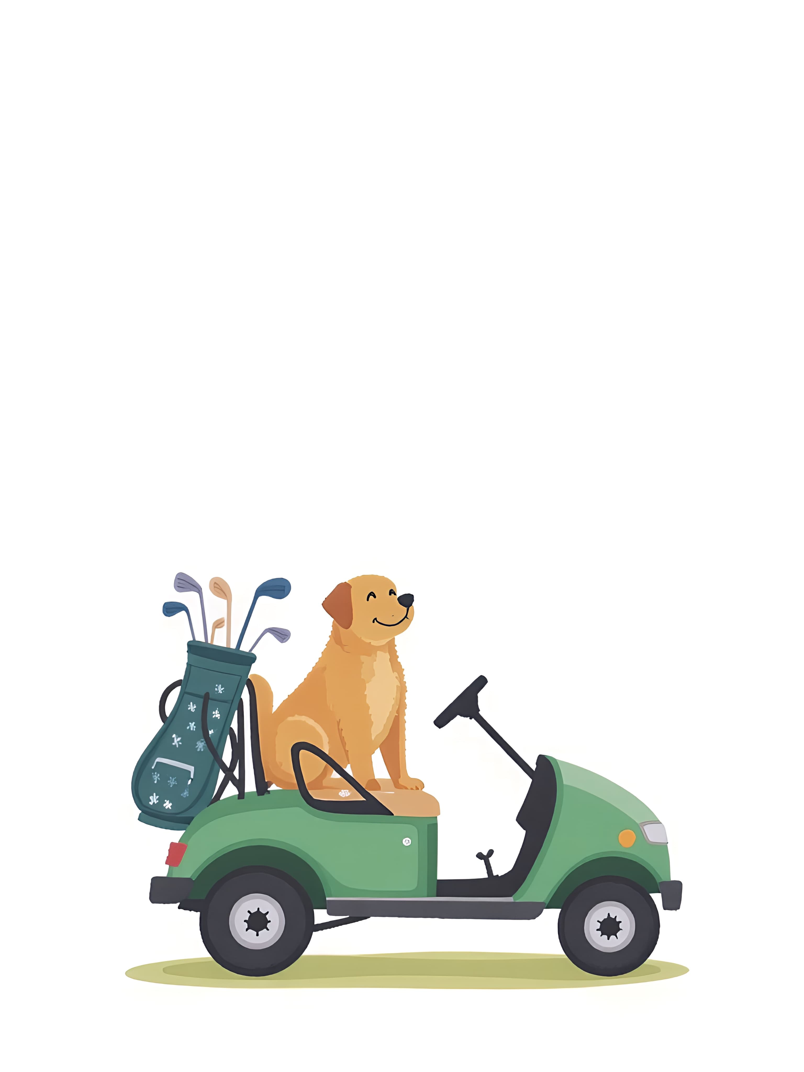 Dog Golfer Greeting Card Cute Golden Retriever Design