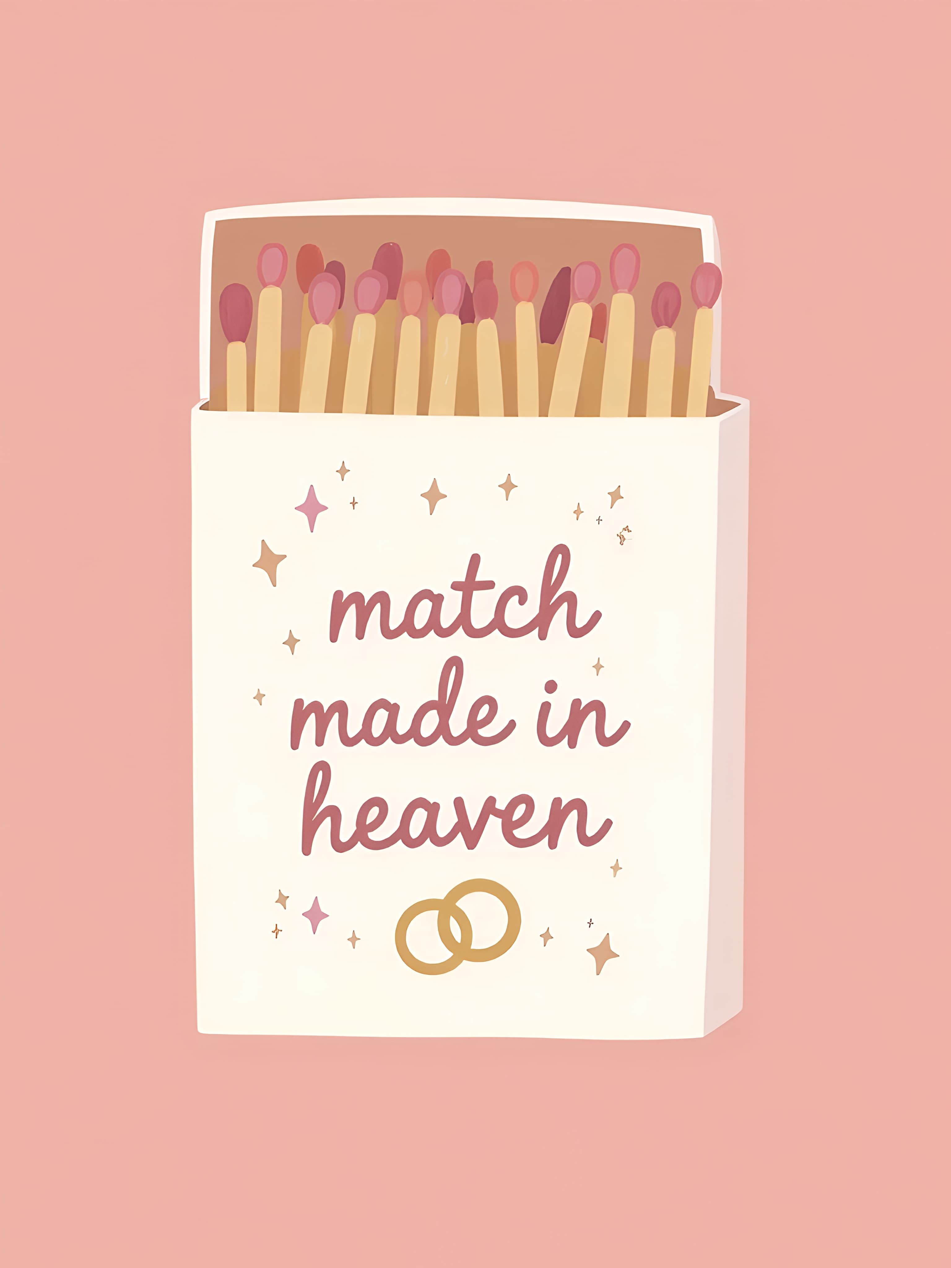 Match Made in Heaven Wedding Card Modern Illustrated Design