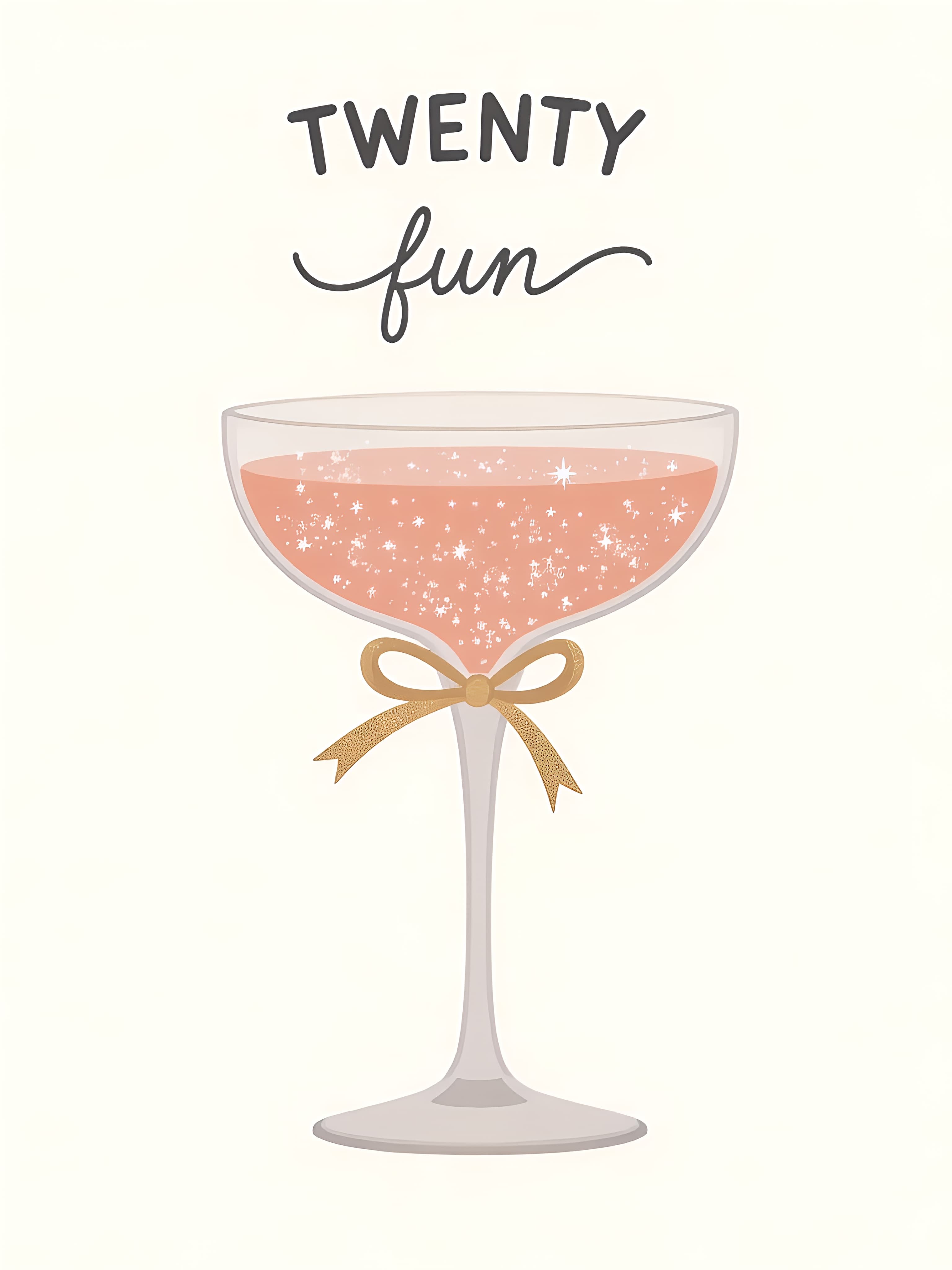 Funny Birthday Card Champagne Glass Design