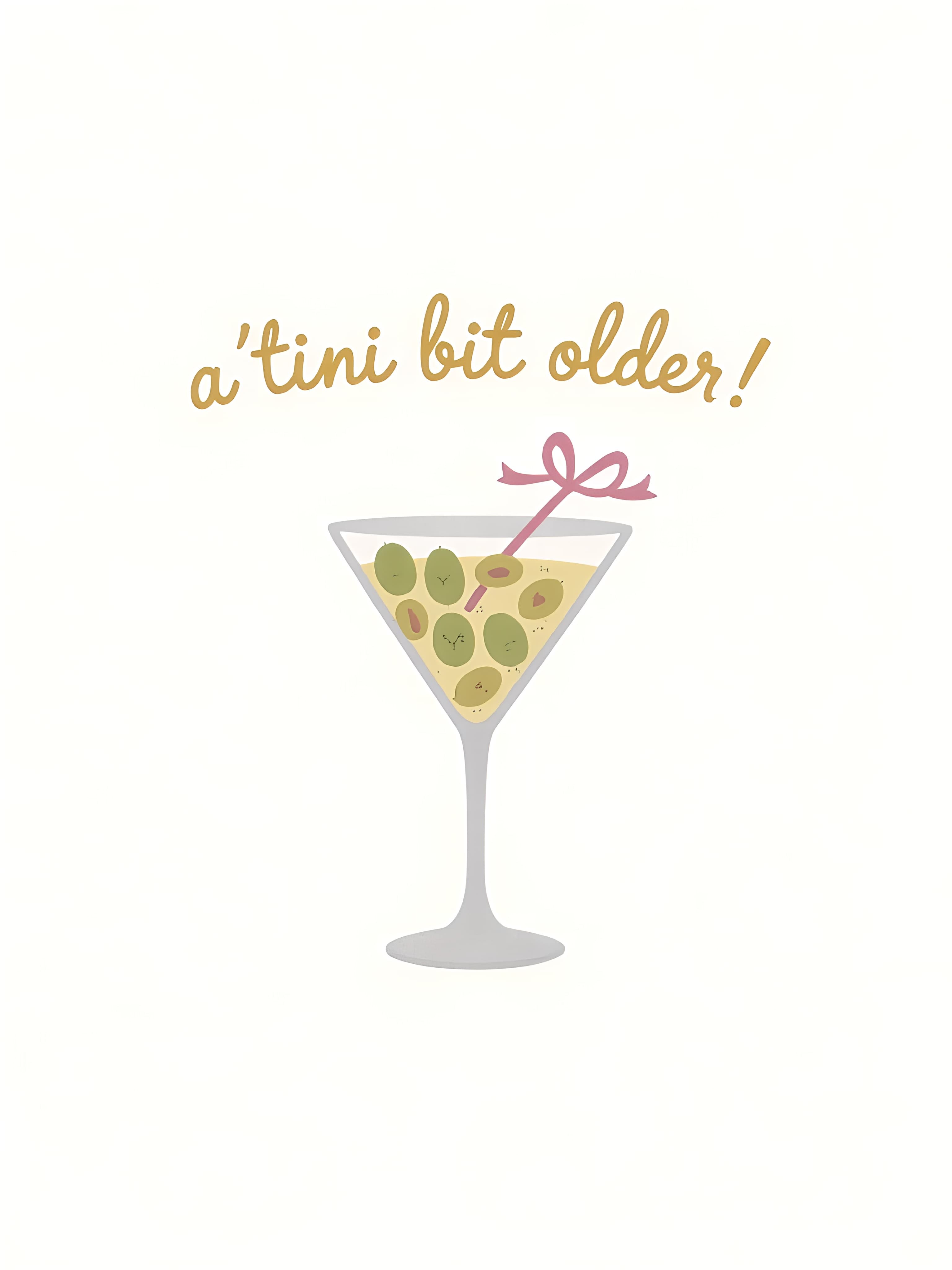 Funny Birthday Greeting Card Martini Illustration