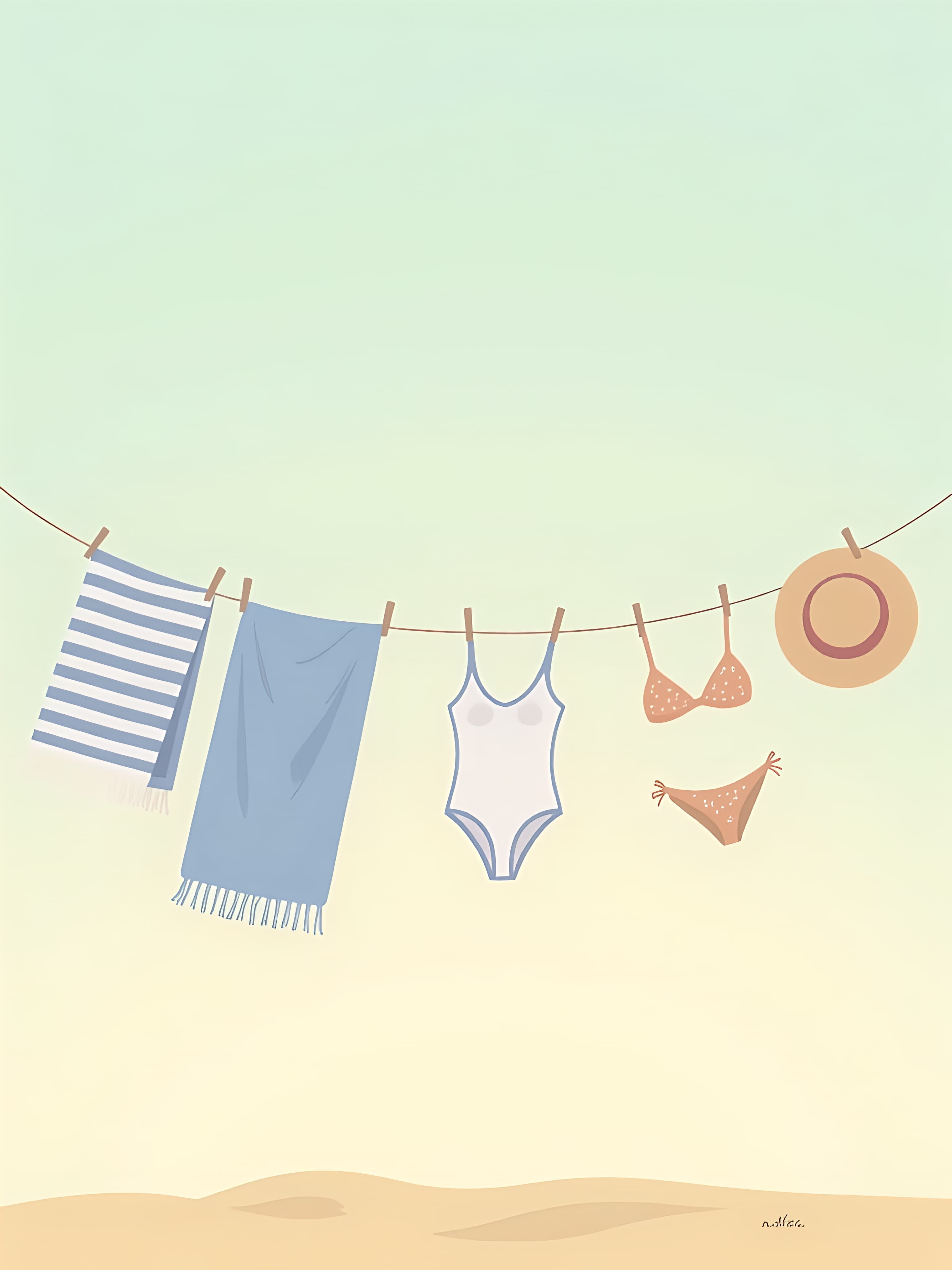 Beach Day Greeting Card Modern Illustrated Summer Scene