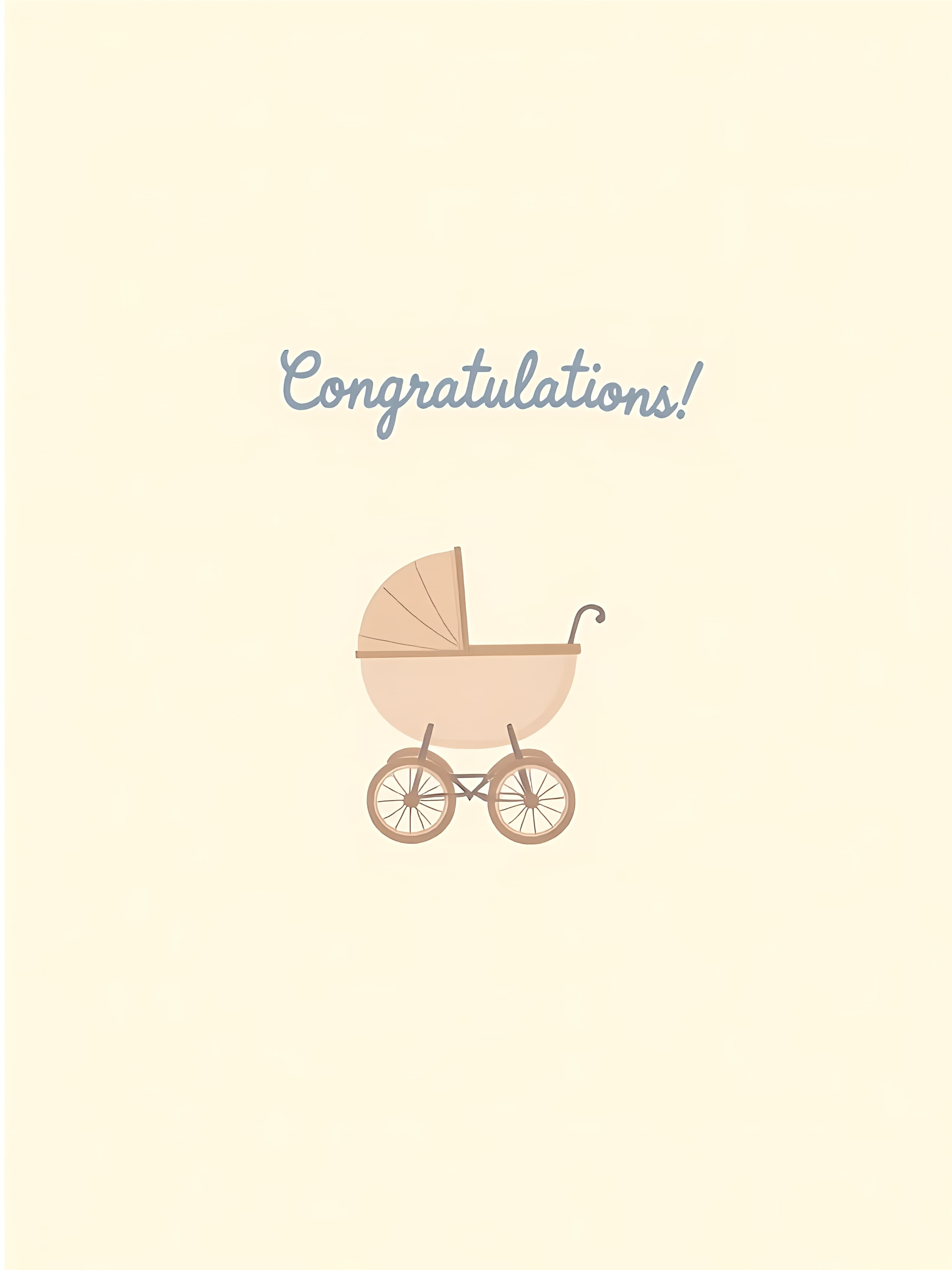 New Baby Greeting Card Cute Stroller Design