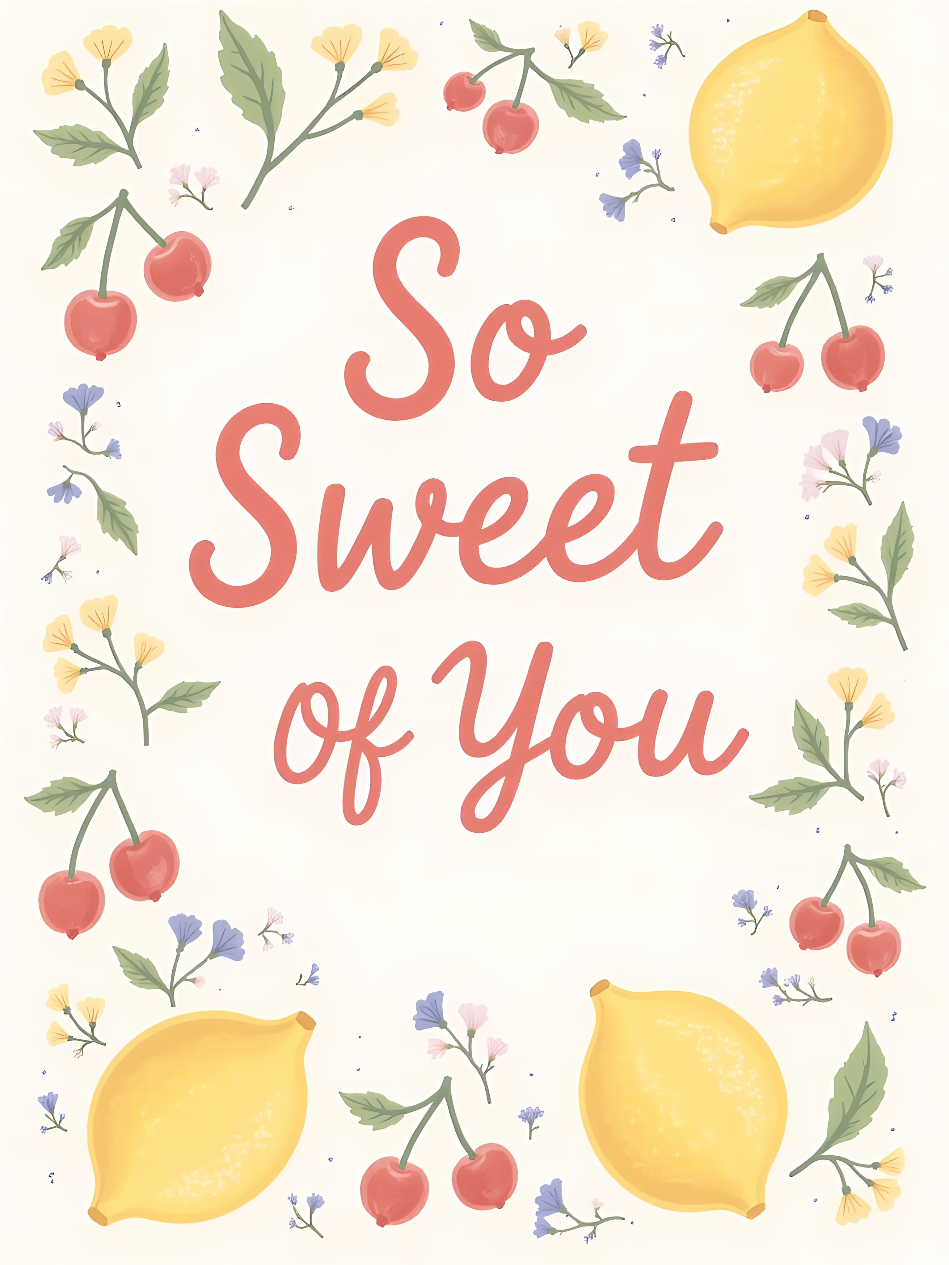 Sweet Greeting Card Illustrated Fruit Design